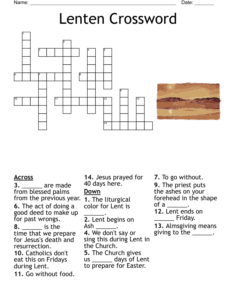 Lent Crossword WordMint Lent Crossword WordMint