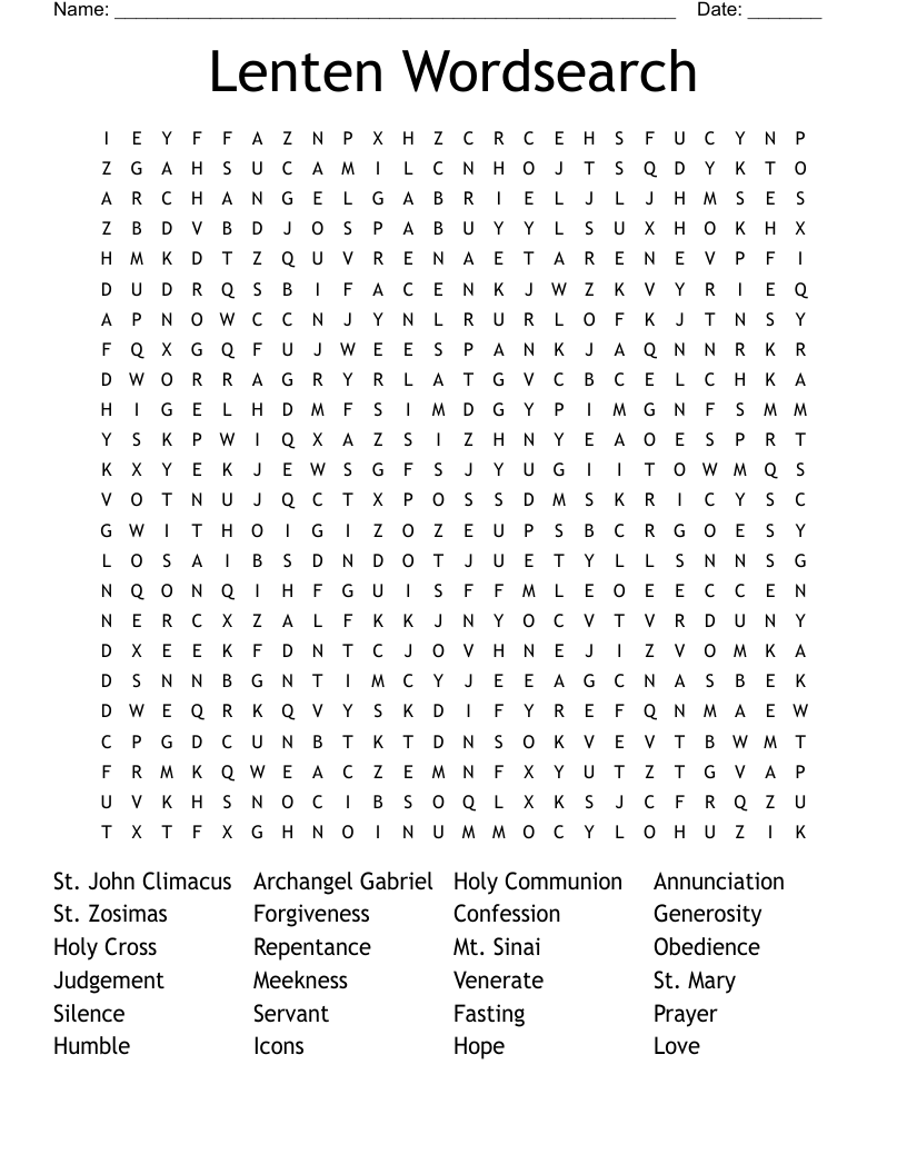 Lenten Wordsearch