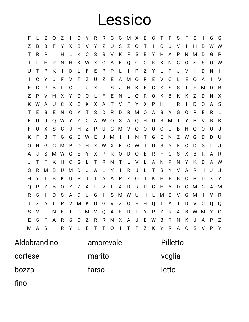 Lessico Word Search