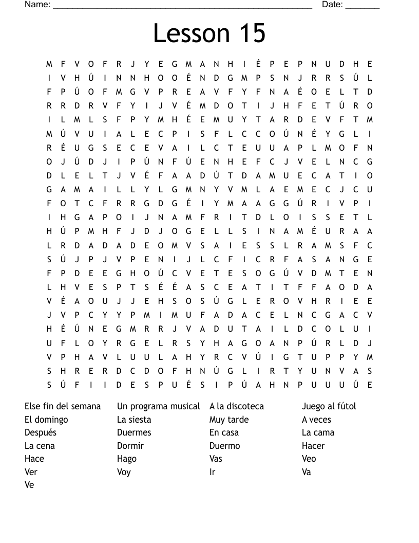 Lesson 15 Word Search