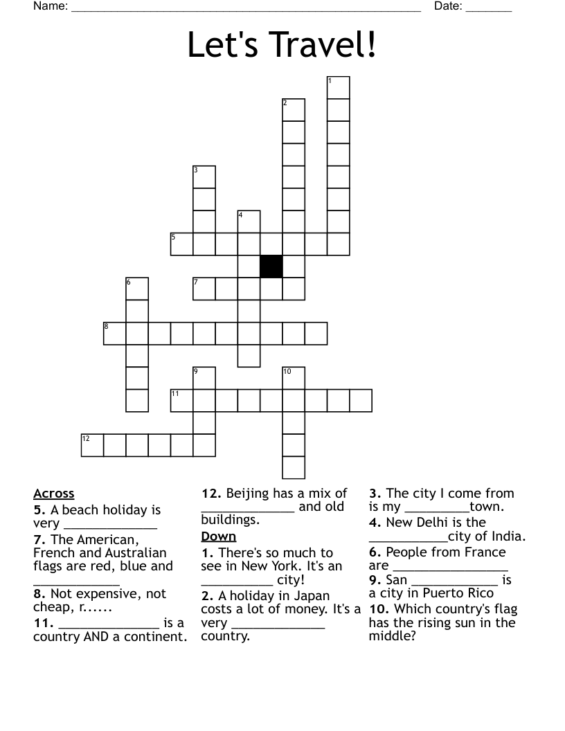 Let's Travel! Crossword