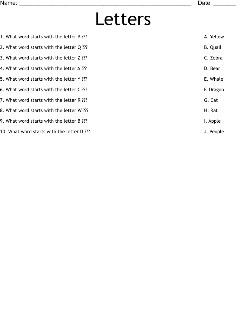 Letters Worksheet