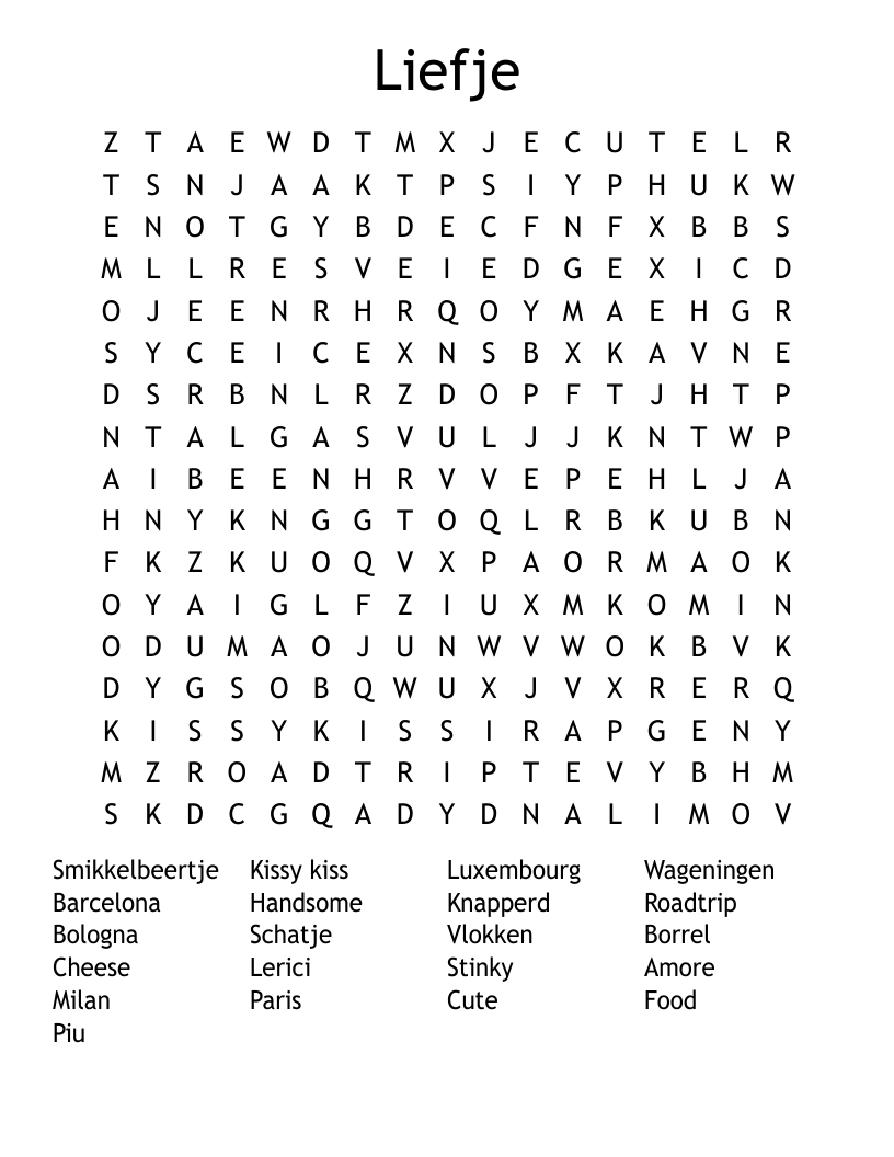 Liefje Word Search