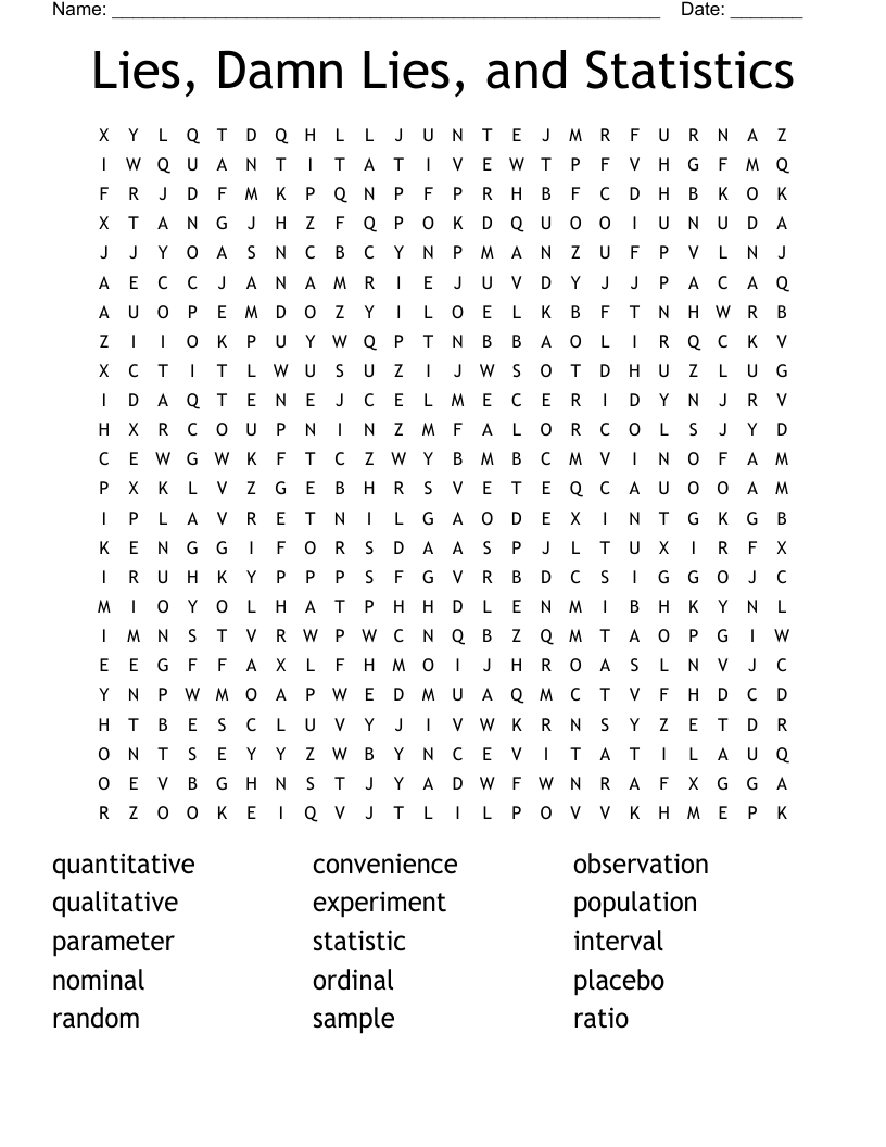 Lies, Damn Lies, and Statistics Word Search