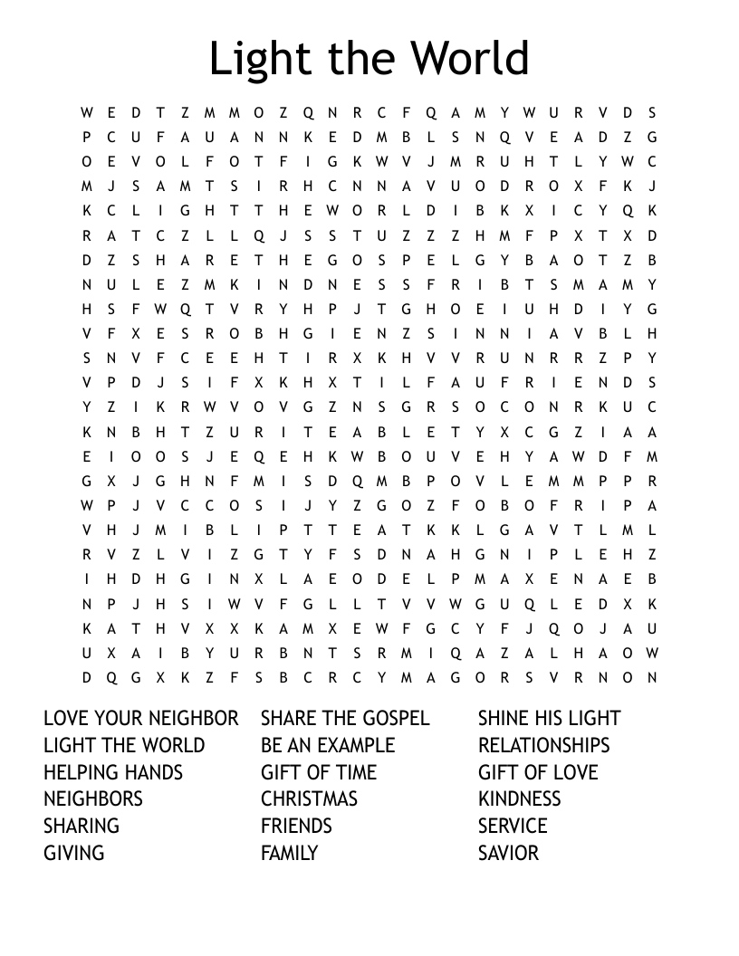 Light the World Word Search