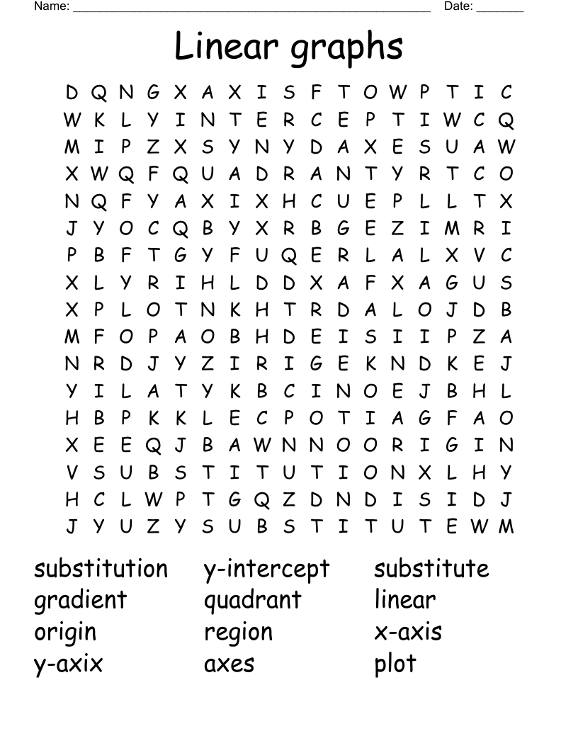 Linear graphs Word Search