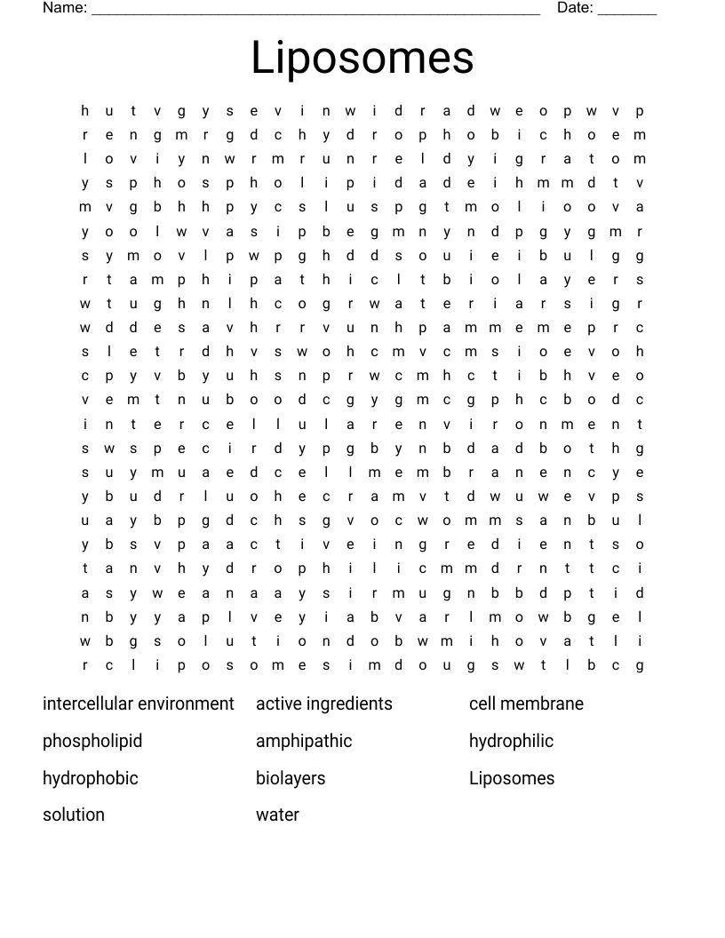 Liposomes Word Search