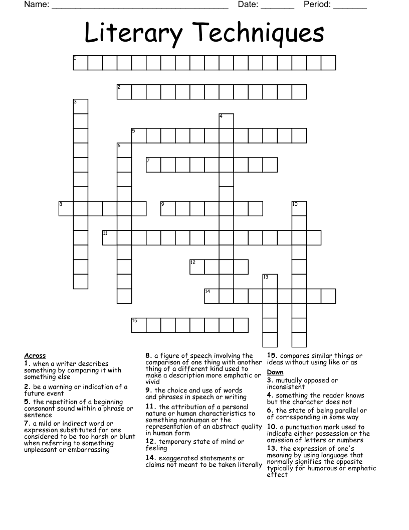 Literary Techniques Crossword