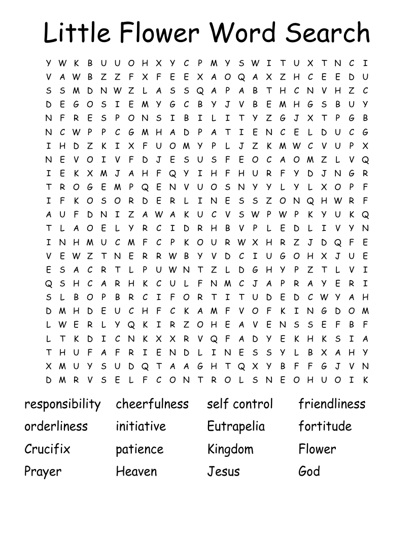 Little Flower Word Search WordMint