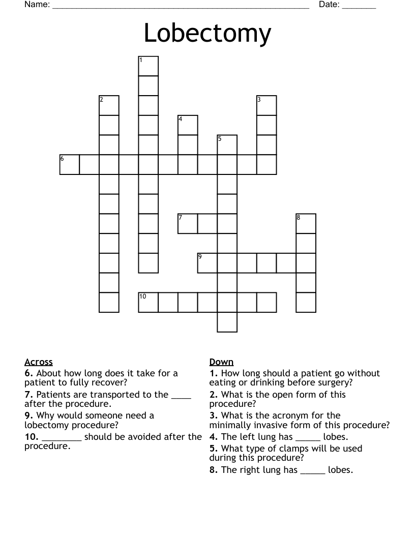 Lobectomy Crossword