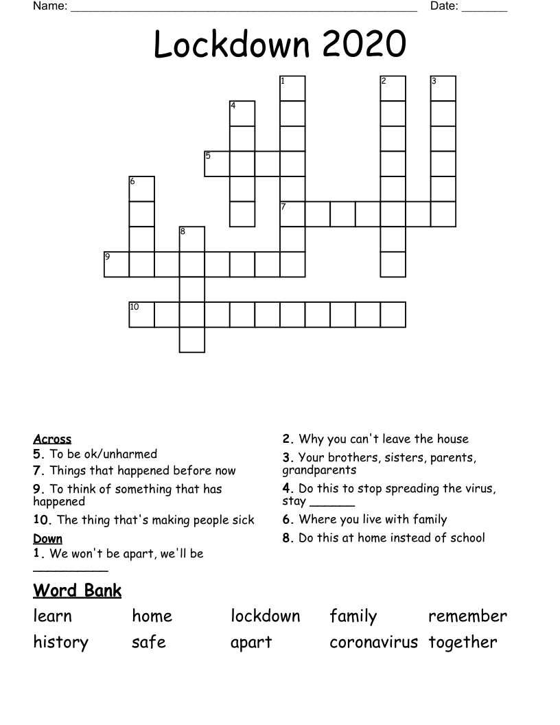 Lockdown 2020 Crossword