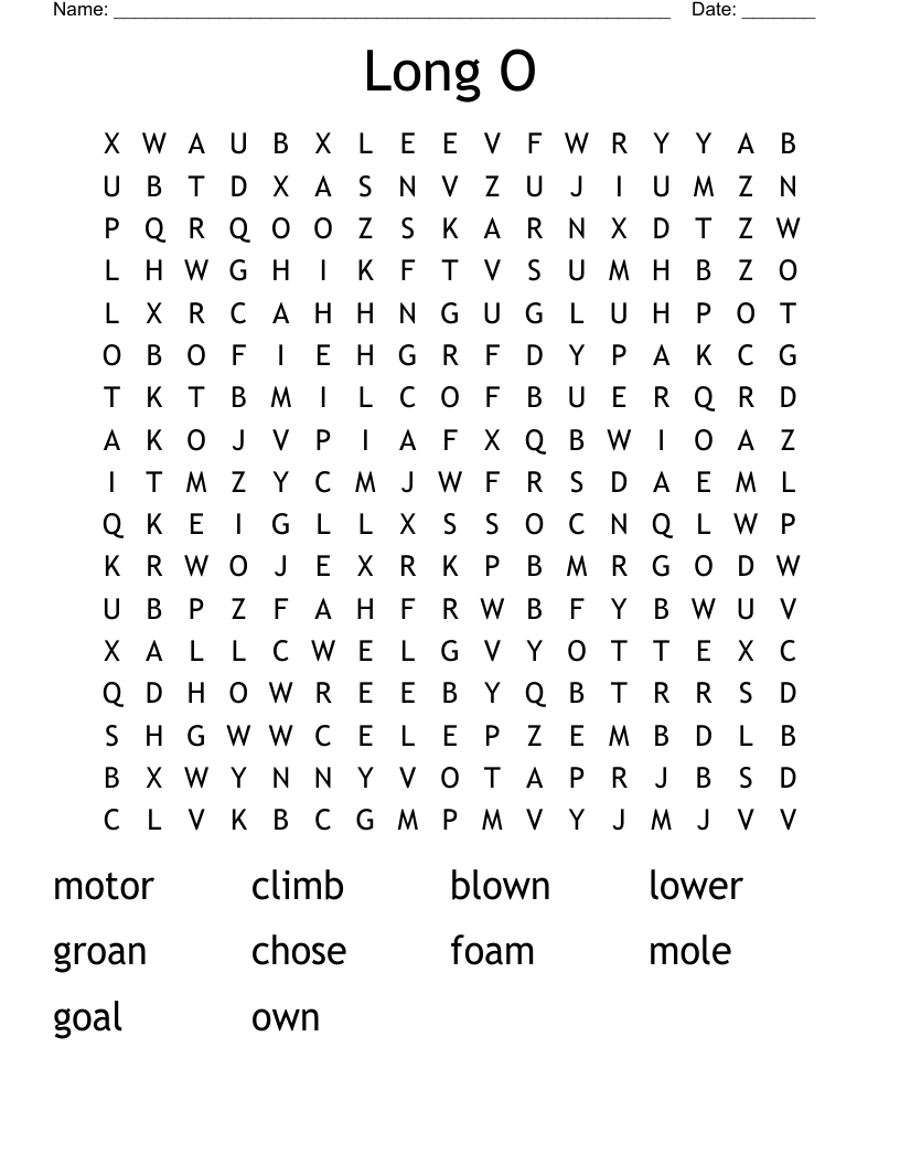 Long O Word Search
