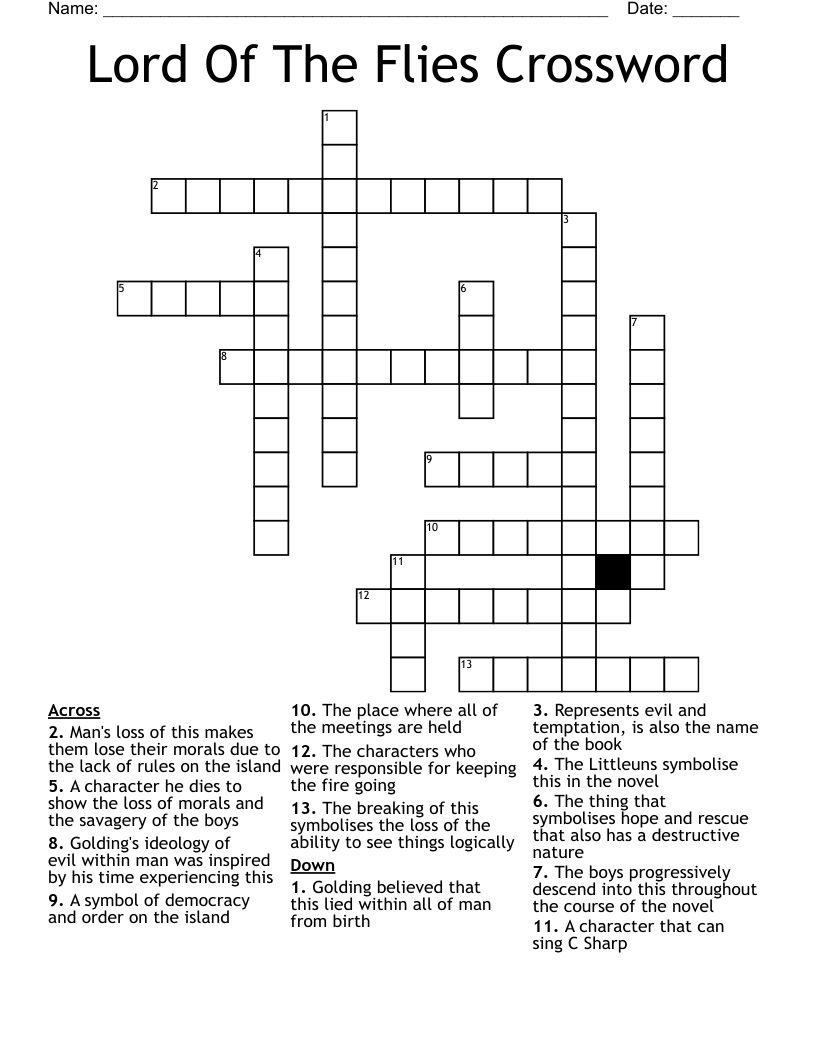 Lord Of The Flies Crossword