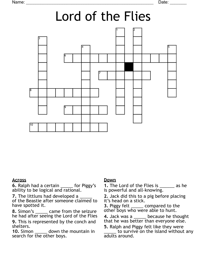Lord of the Flies Crossword