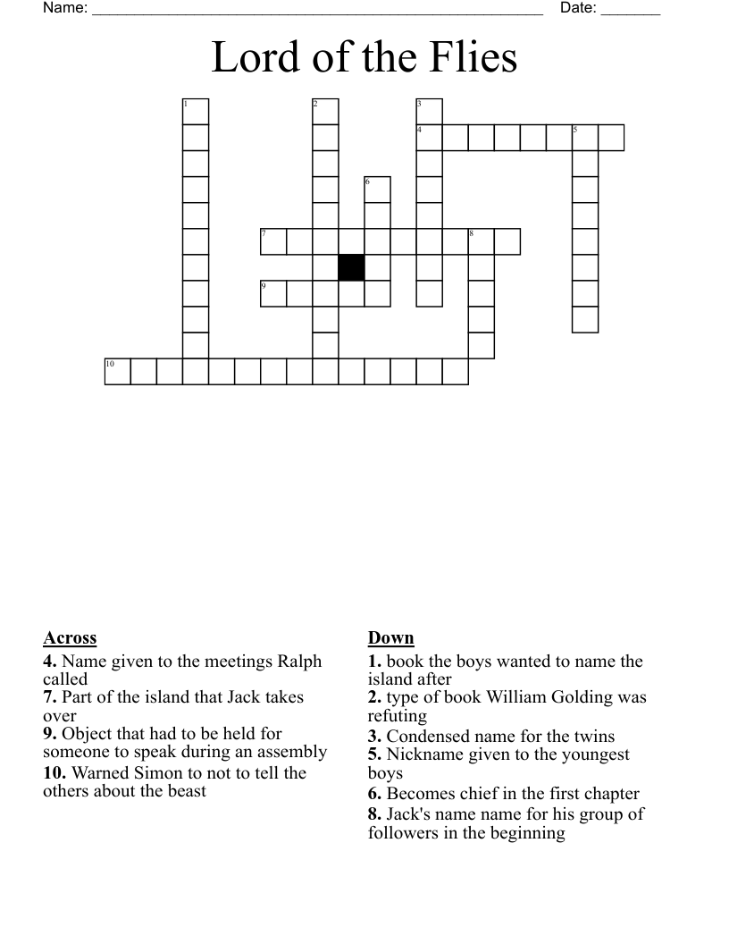 Lord of the Flies Crossword
