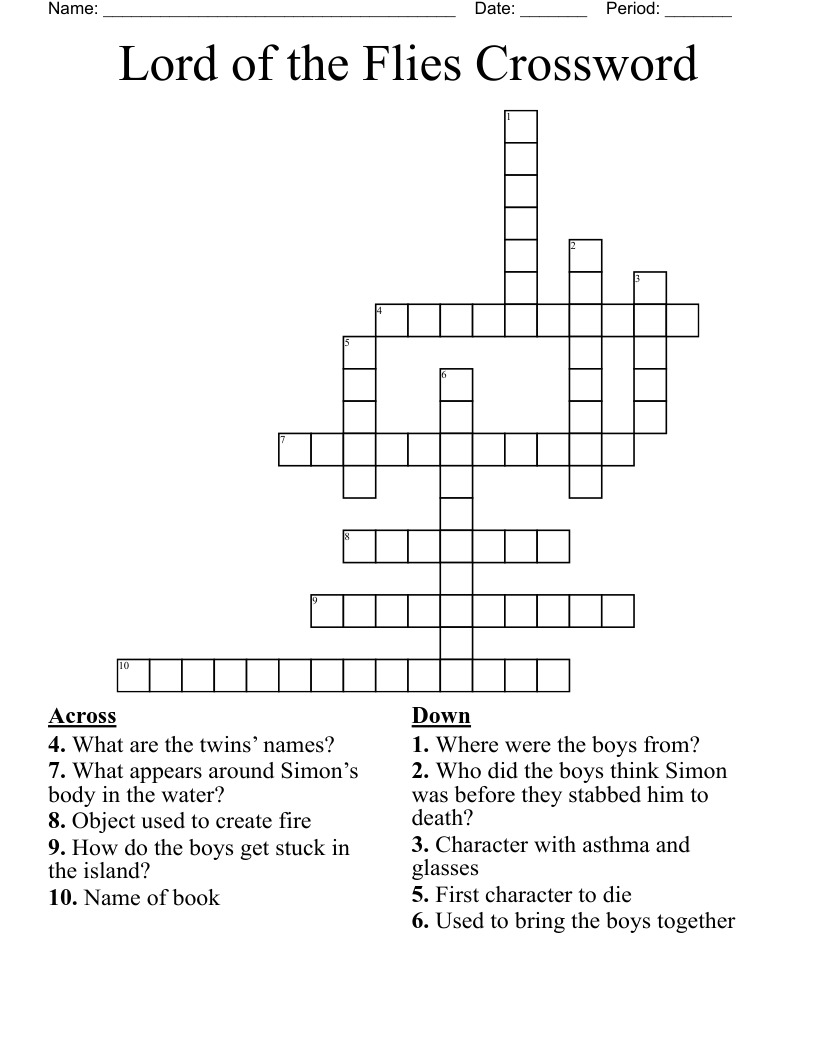 Lord of the Flies Crossword