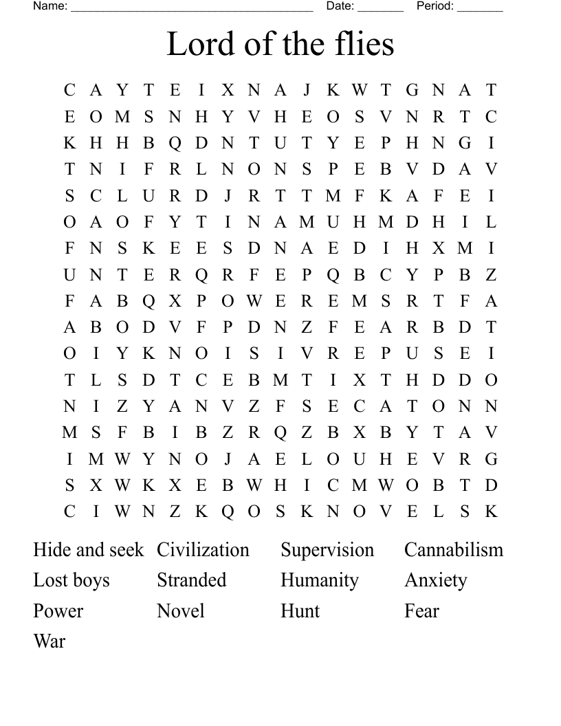 Lord of the flies Word Search