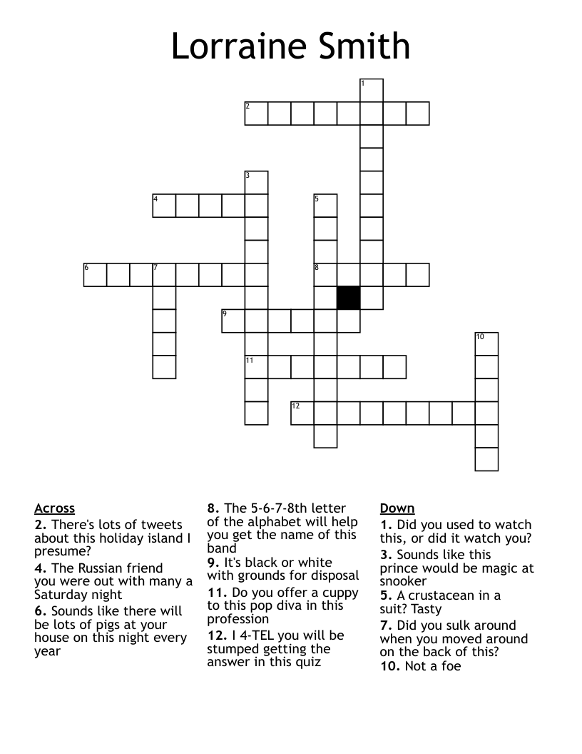 Lorraine Smith Crossword WordMint