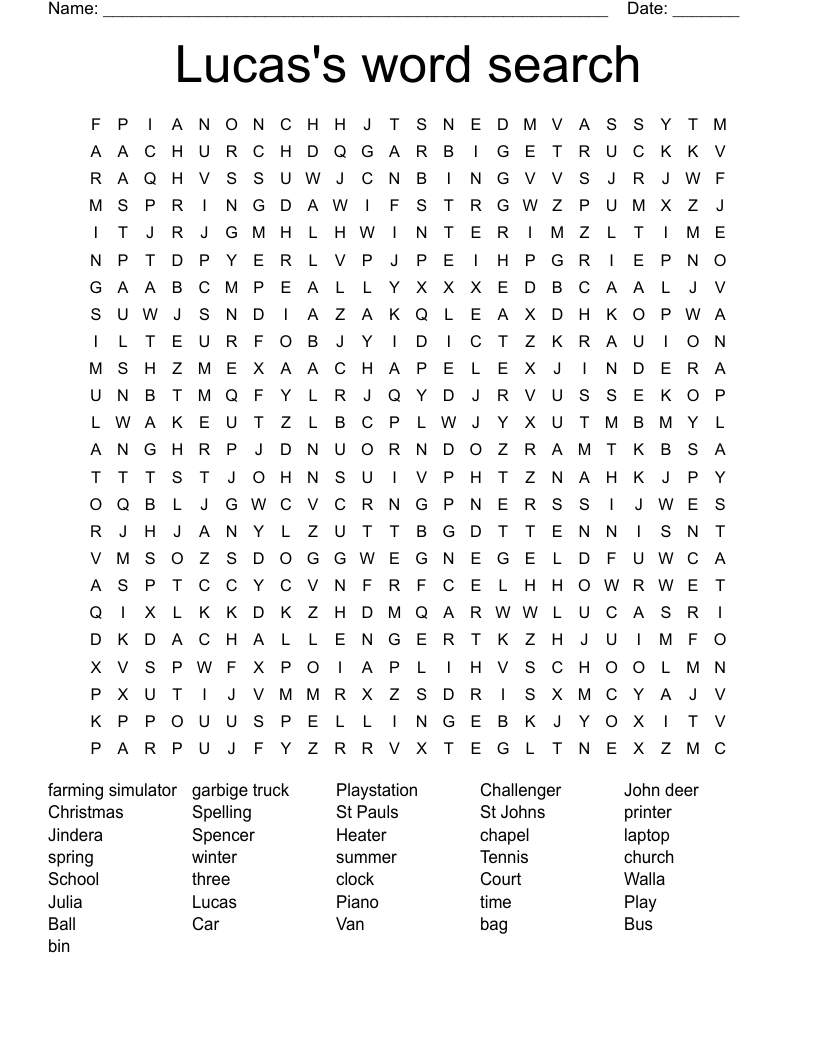 Lucas's word search