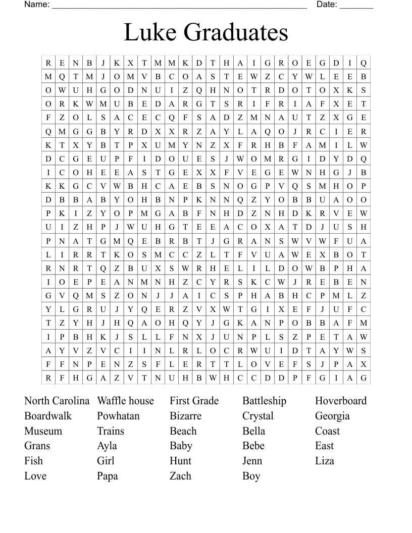 Luke Graduates Word Search