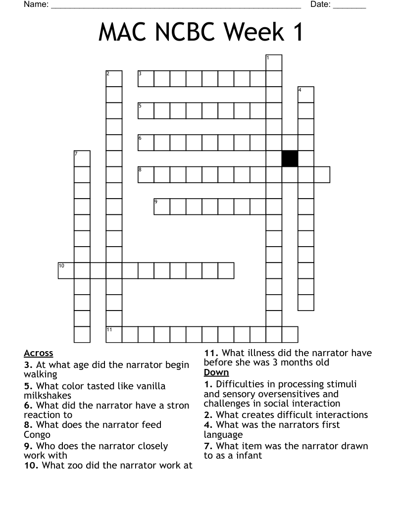 MAC NCBC Week 1 Crossword