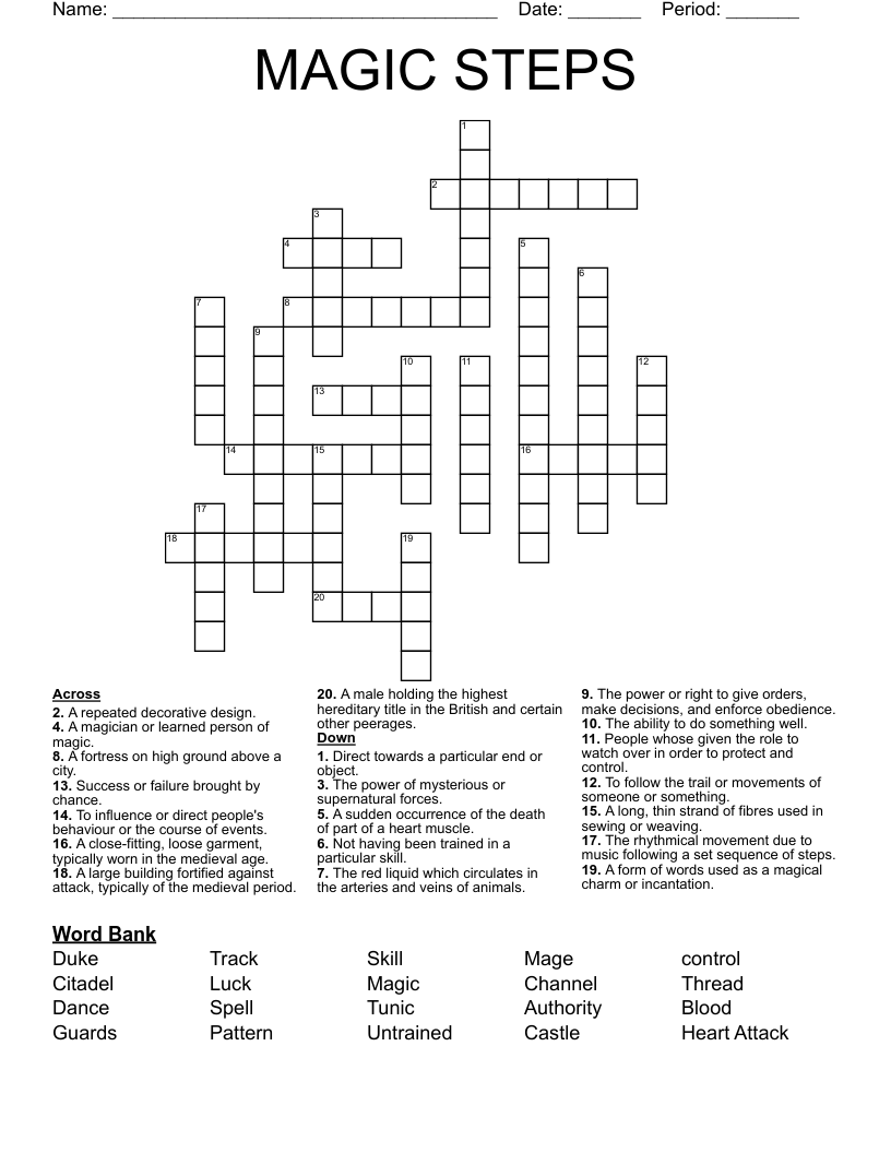 Magic steps crossword wordmint