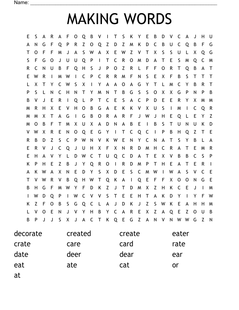MAKING WORDS Word Search