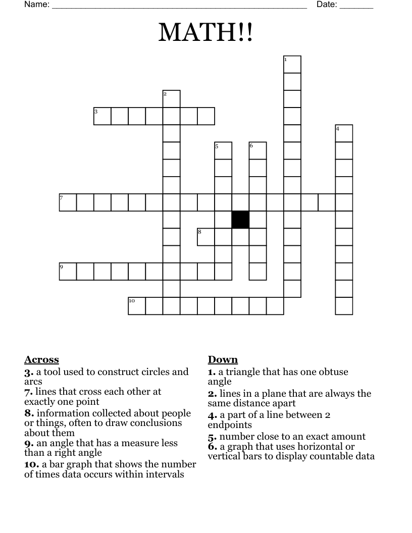 MATH!! Crossword
