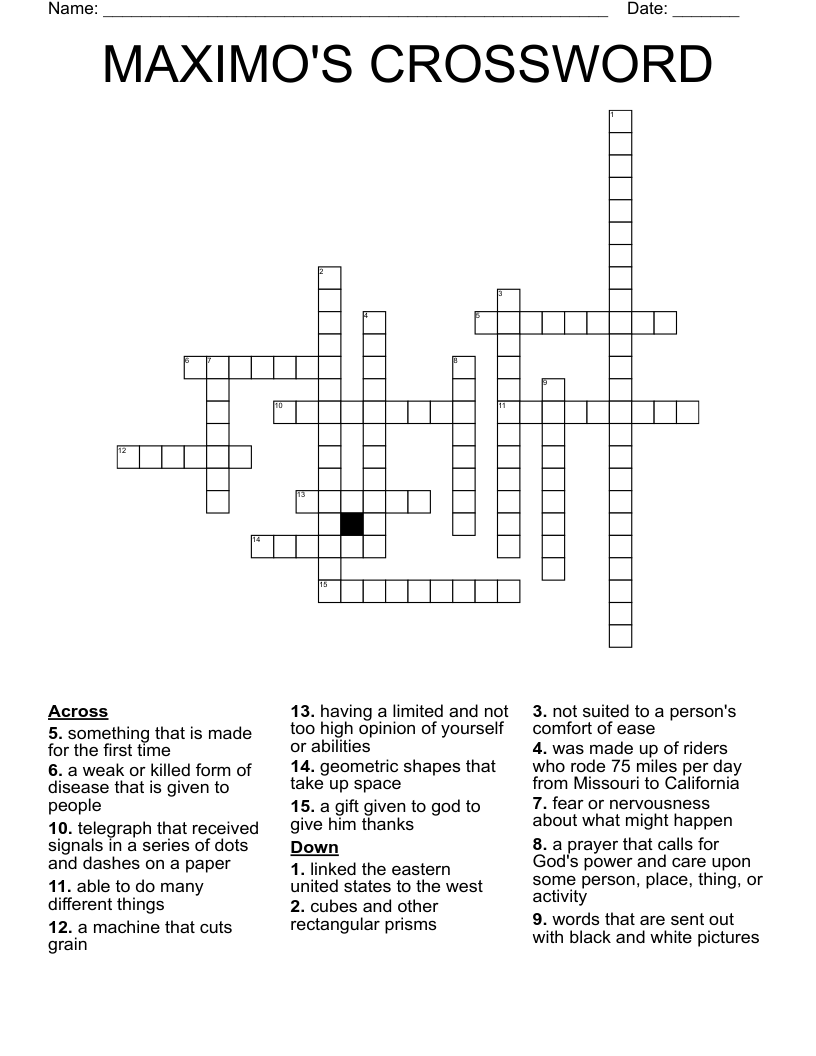 MAXIMO'S CROSSWORD WordMint