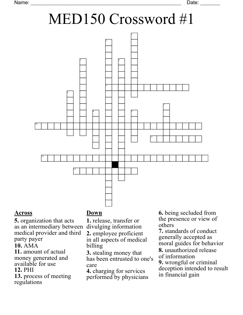 MED150 Crossword #1