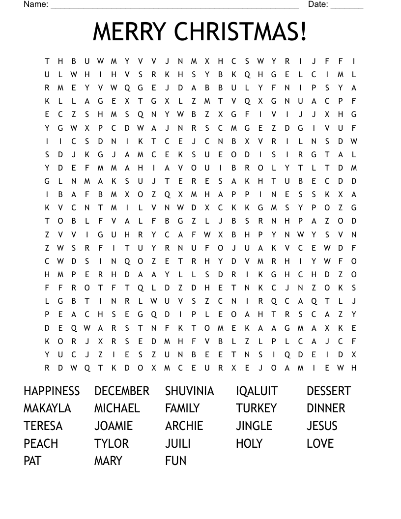 MERRY CHRISTMAS! Word Search