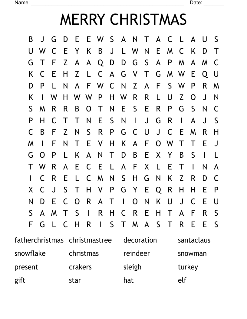 MERRY  CHRISTMAS Word Search