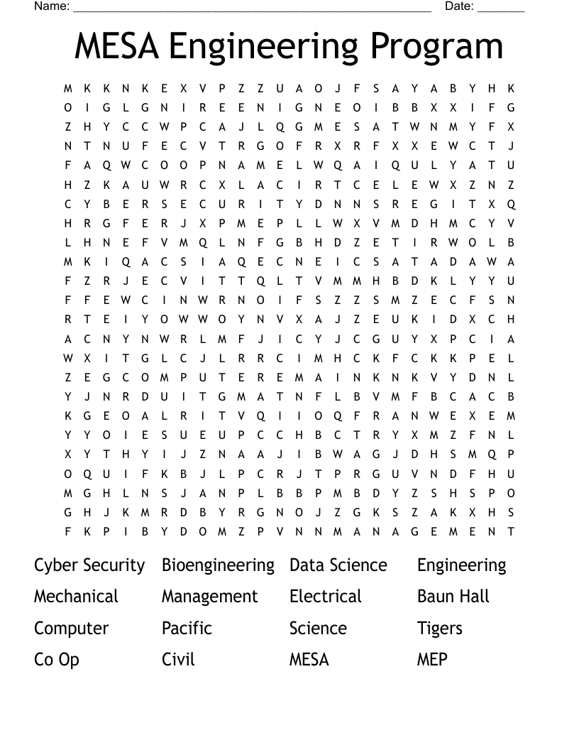 MESA Engineering Program  Word Search