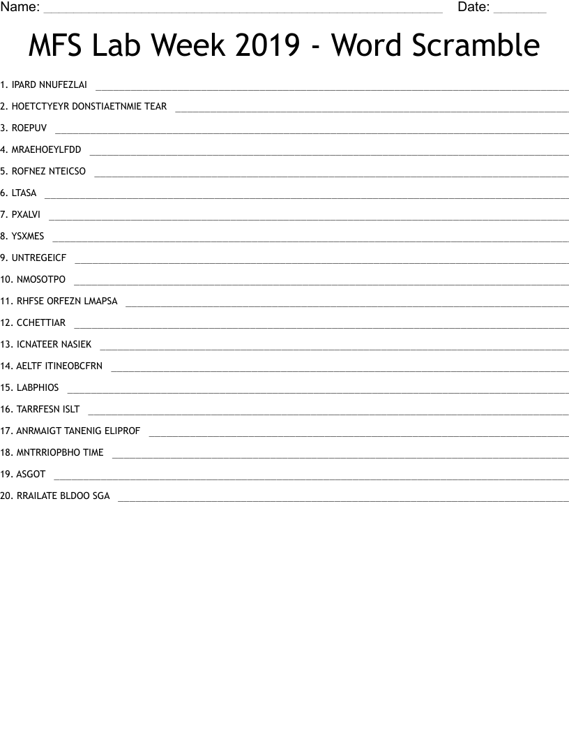 MFS Lab Week 2019 - Word Scramble