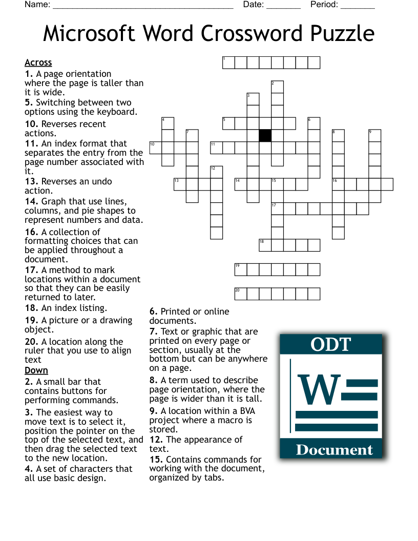 Microsoft Word Crossword Puzzle