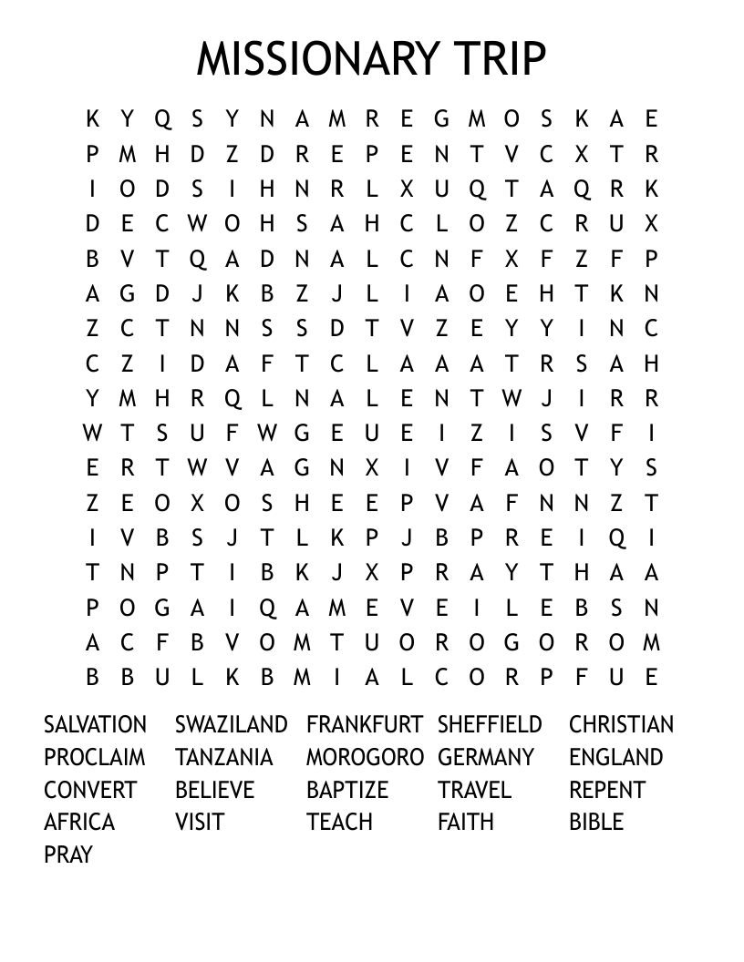 MISSIONARY TRIP Word Search
