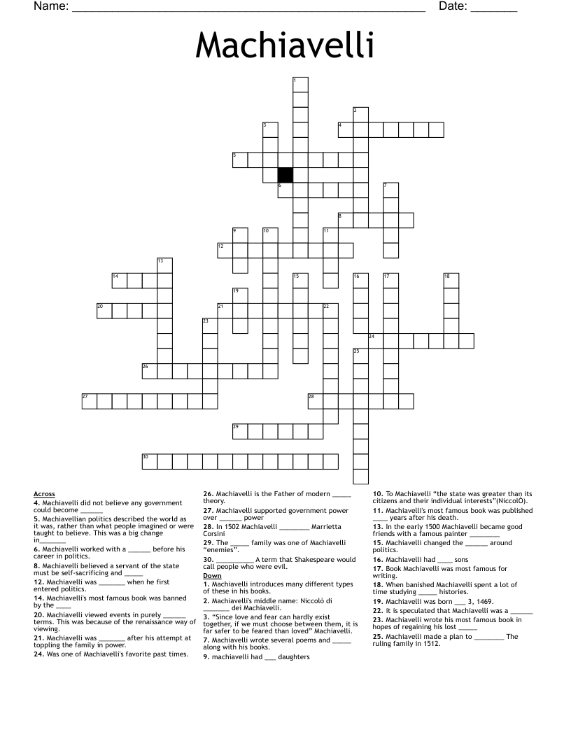 Machiavelli Crossword
