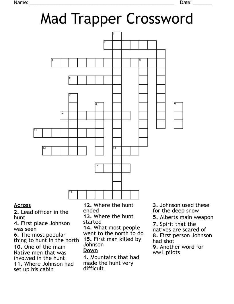 Mad Trapper Crossword WordMint