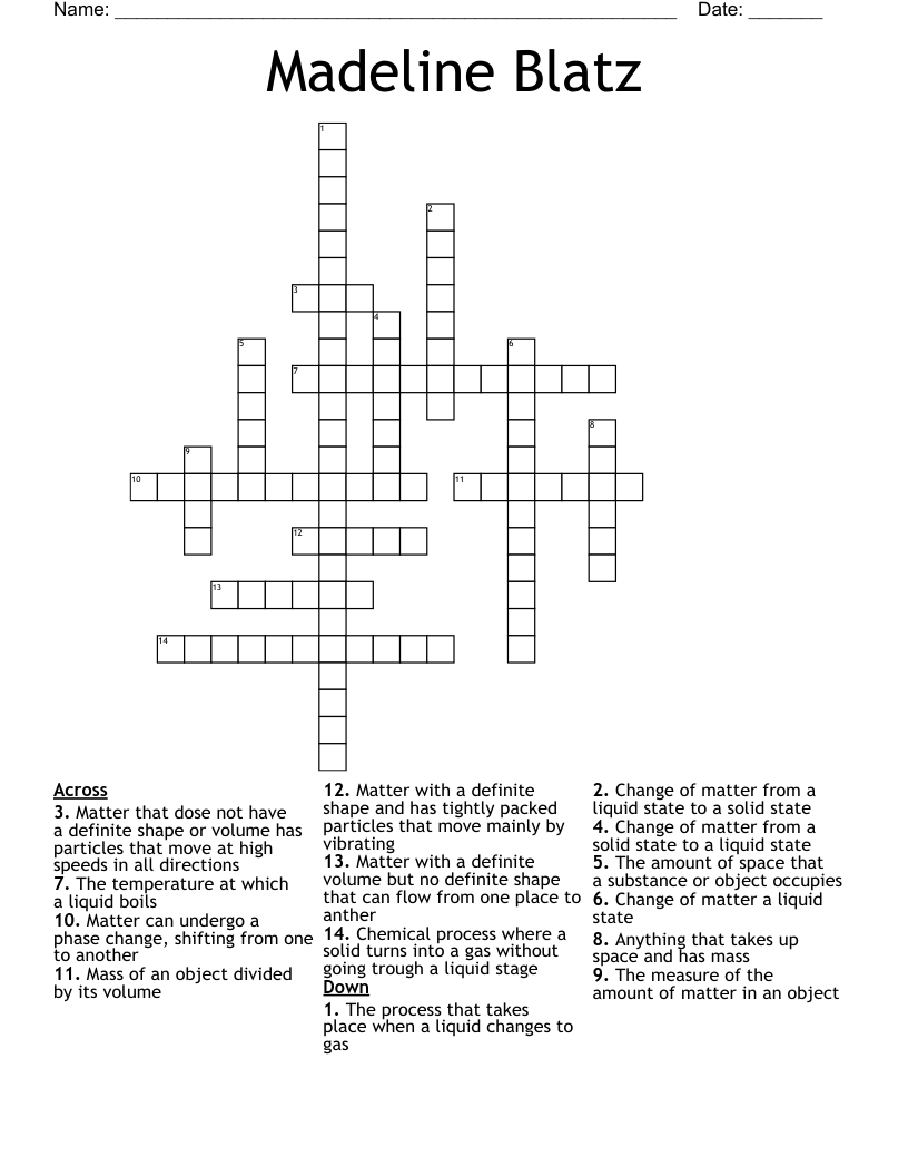 Madeline Blatz Crossword