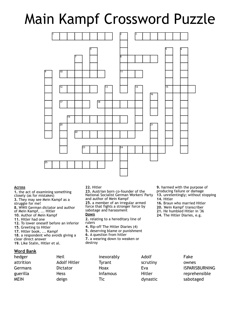 Main Kampf Crossword Puzzle