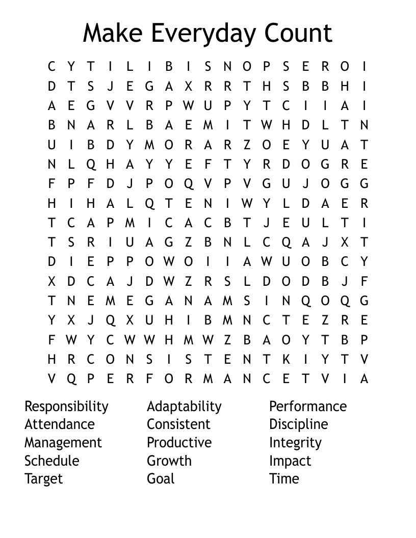 Make Everyday Count Word Search