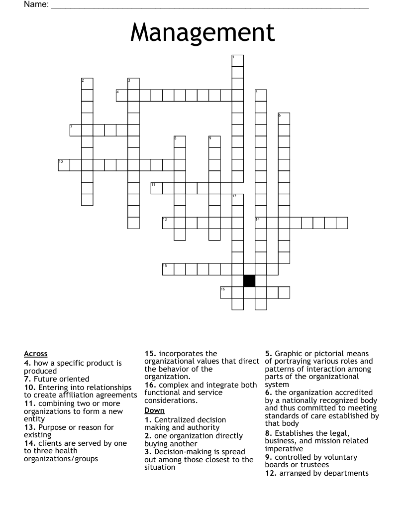 Management  Crossword