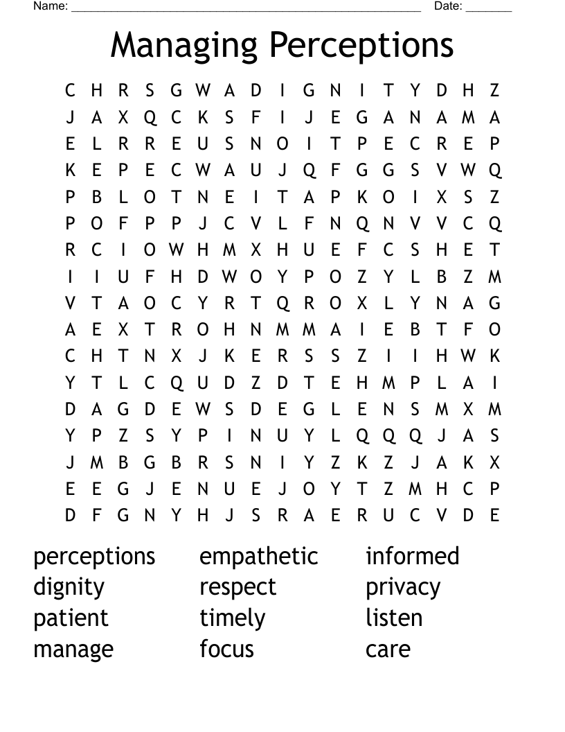 Managing Perceptions Word Search