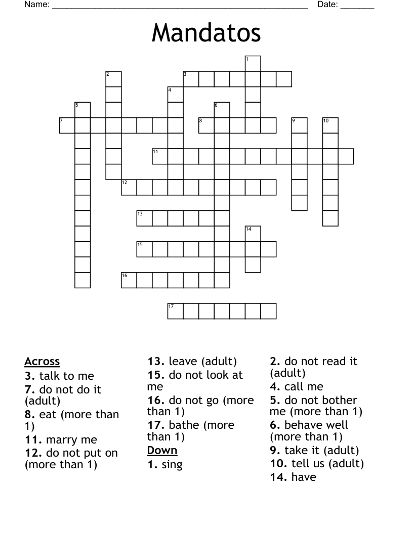 Mandatos Crossword