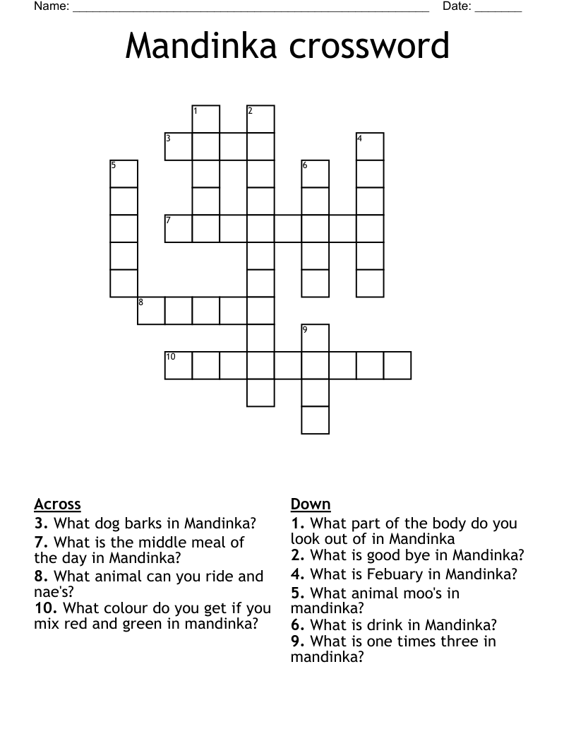 Mandinka crossword