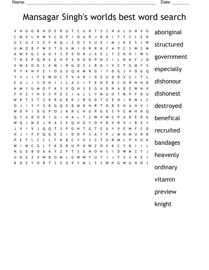 Mansagar Singh's worlds best word search 