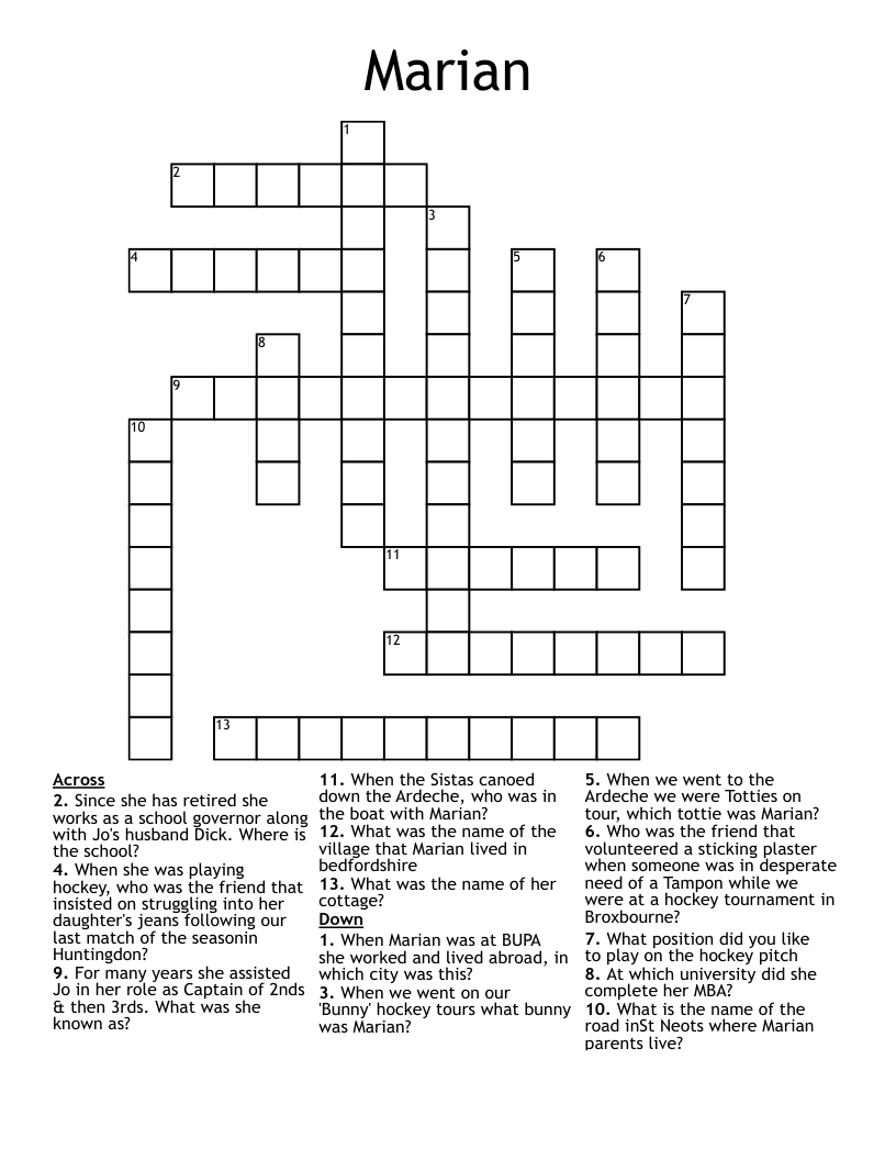 Marian Crossword