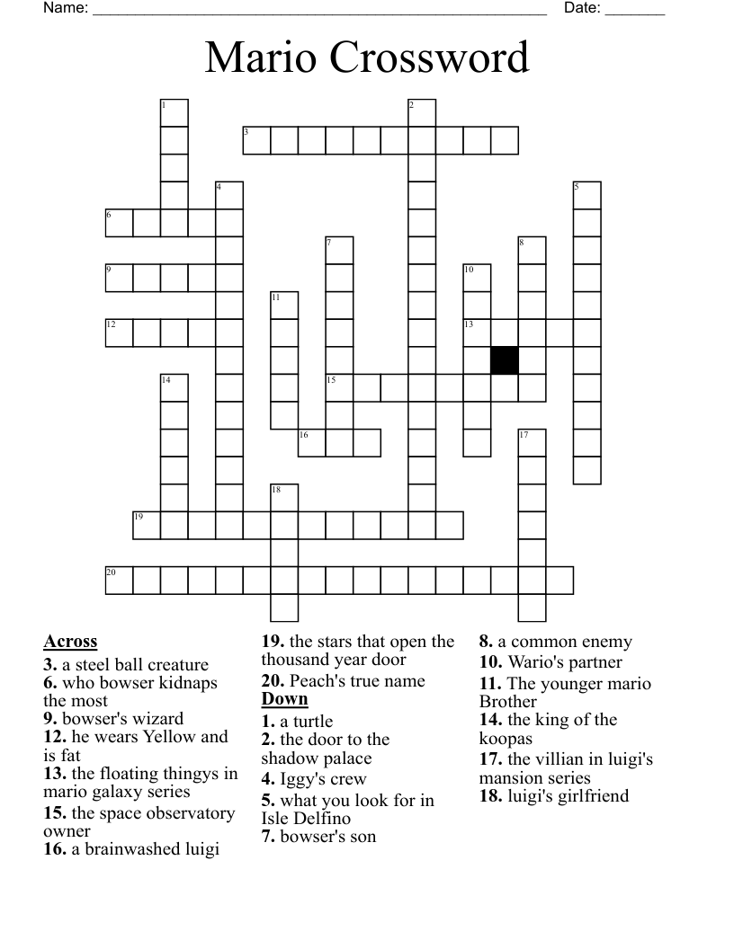 Mario Crossword WordMint