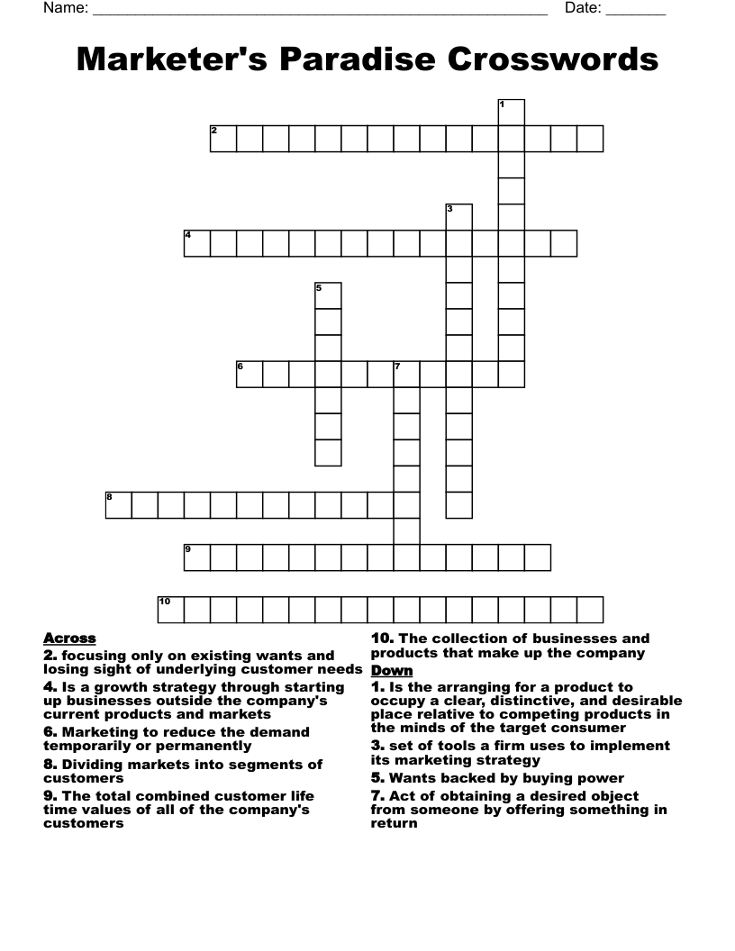 Marketer's Paradise Crosswords