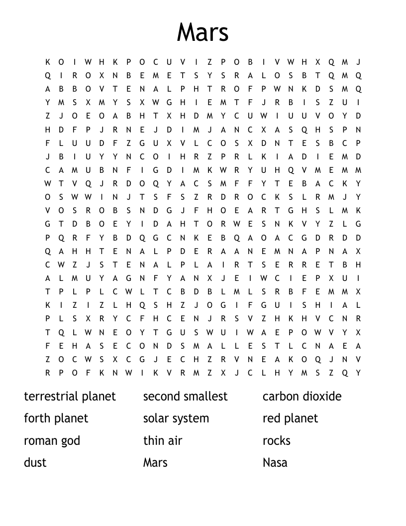 Mars Word Search